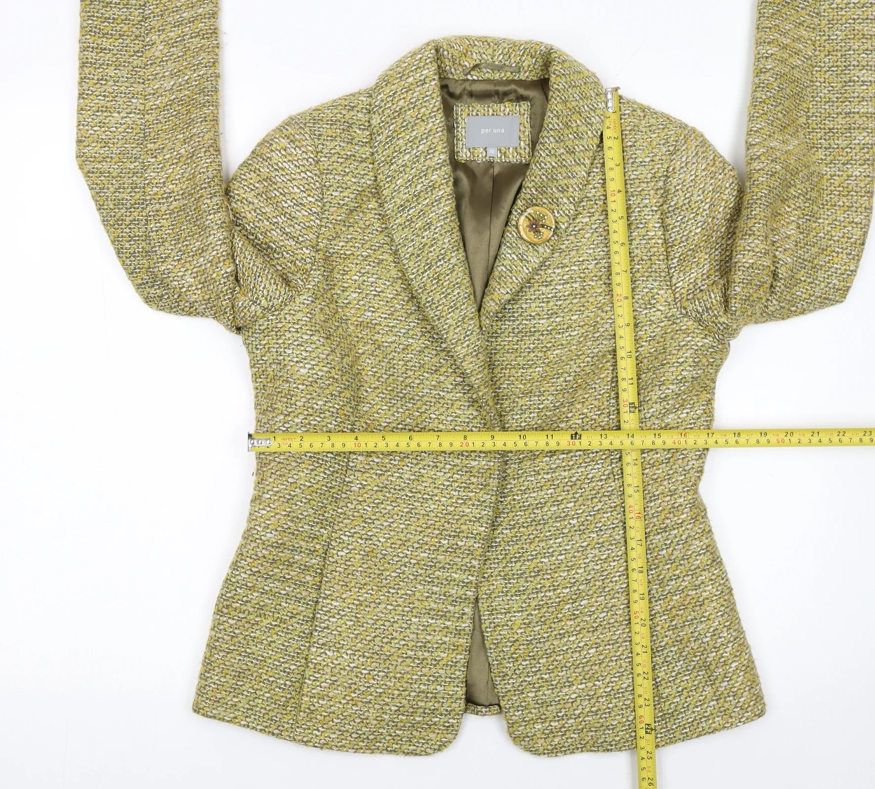 Marks and Spencer Per Una Women's Beige Bouclé Blazer Size 10 - Image 2