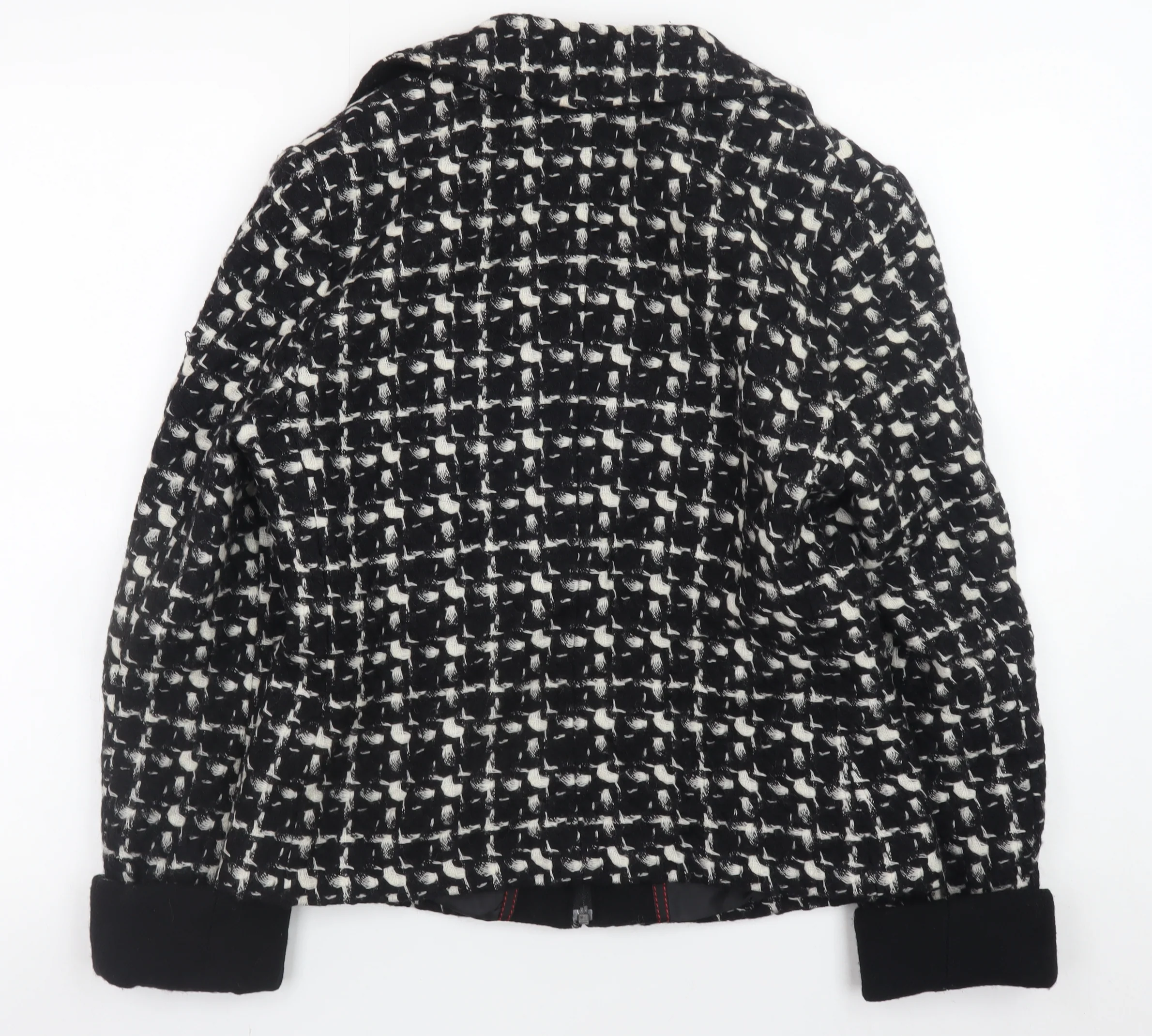 Marks and Spencer Per Una Women's Black Wool Tweed Zip Jacket Size 12 - Image 3