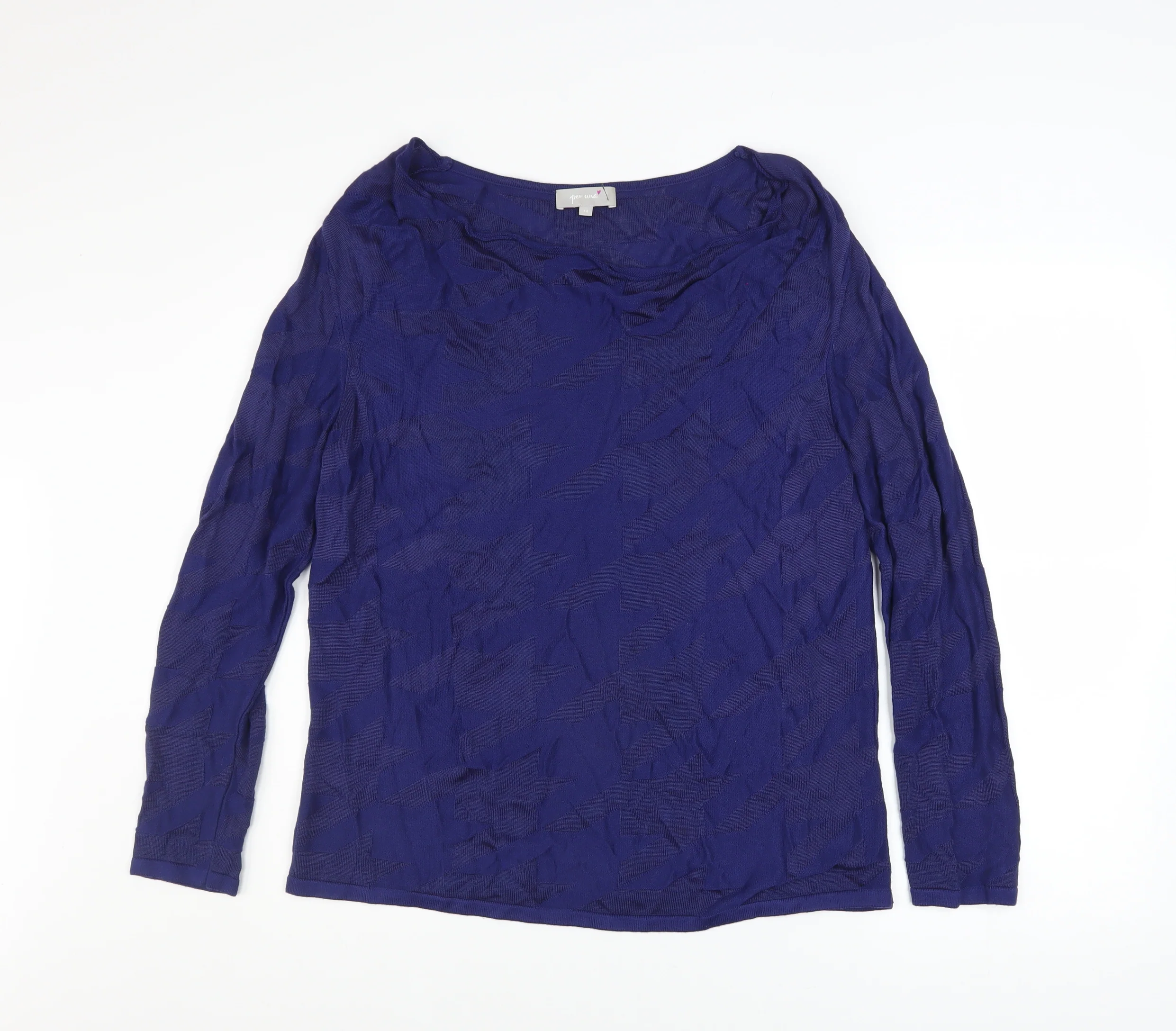 Marks and Spencer Per Una Women's Blue Knit Cowl Neck Long Sleeve Blouse Size 14