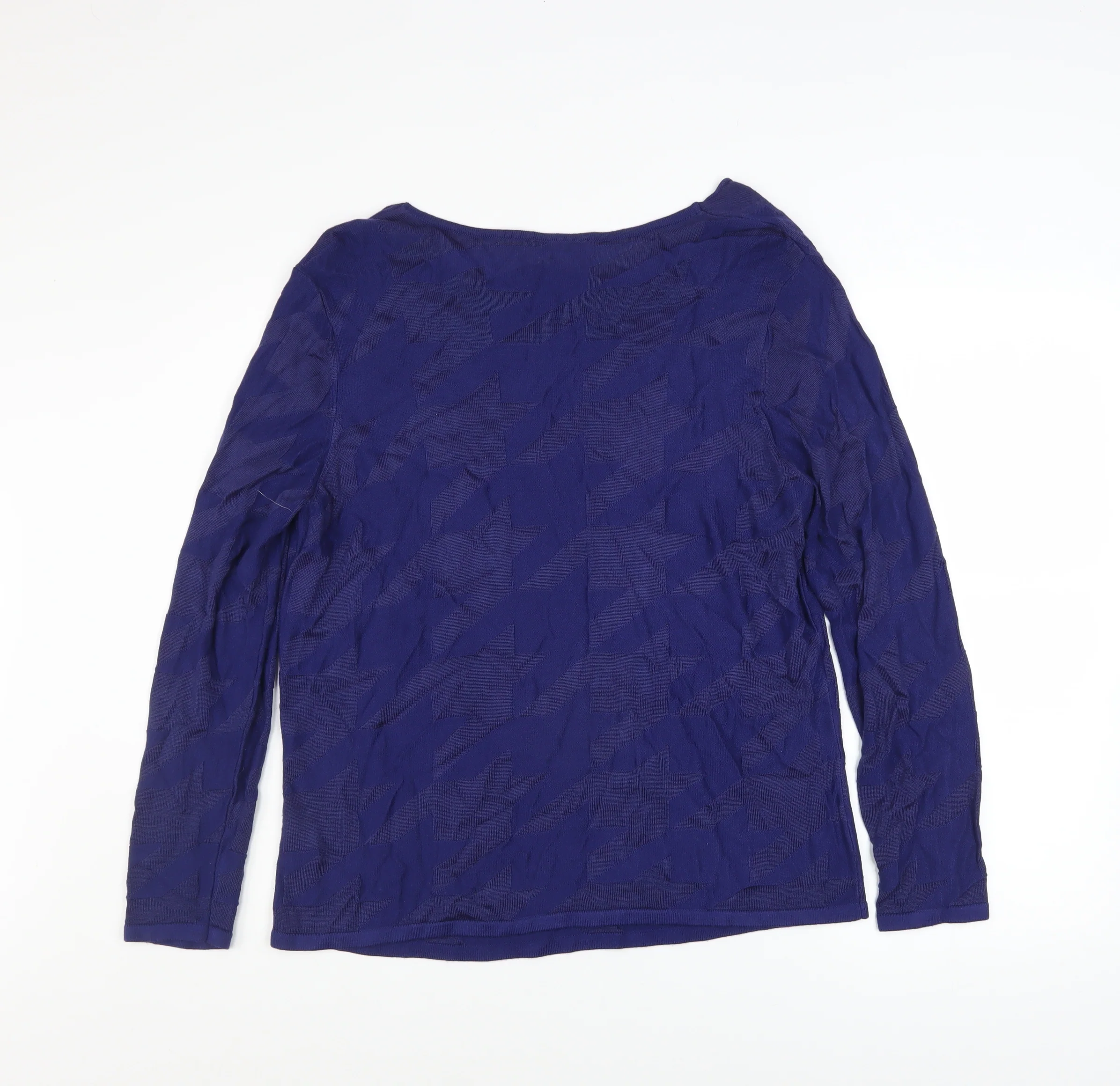 Marks and Spencer Per Una Women's Blue Knit Cowl Neck Long Sleeve Blouse Size 14 - Image 3