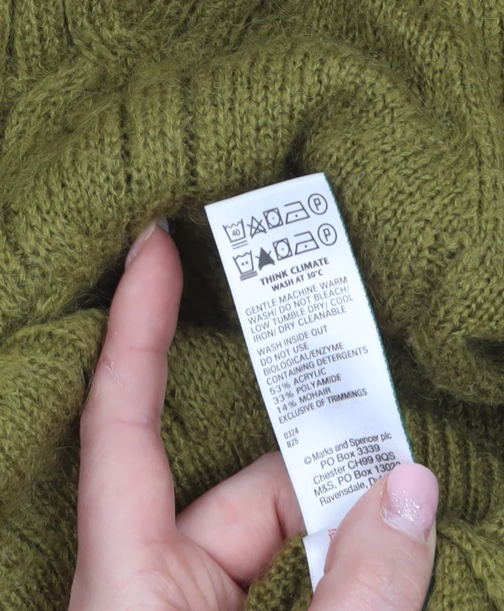 Marks and Spencer Per Una Women's Green Cable-Knit Jumper Size S - Image 4