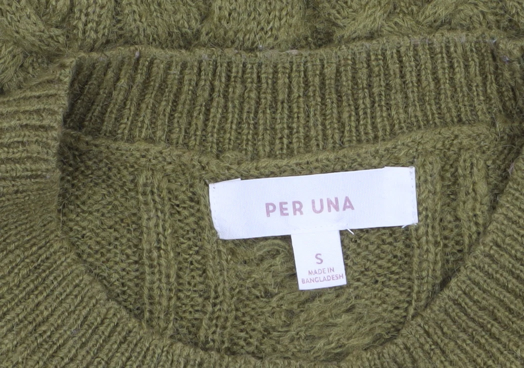 Marks and Spencer Per Una Women's Green Cable-Knit Jumper Size S - Image 5