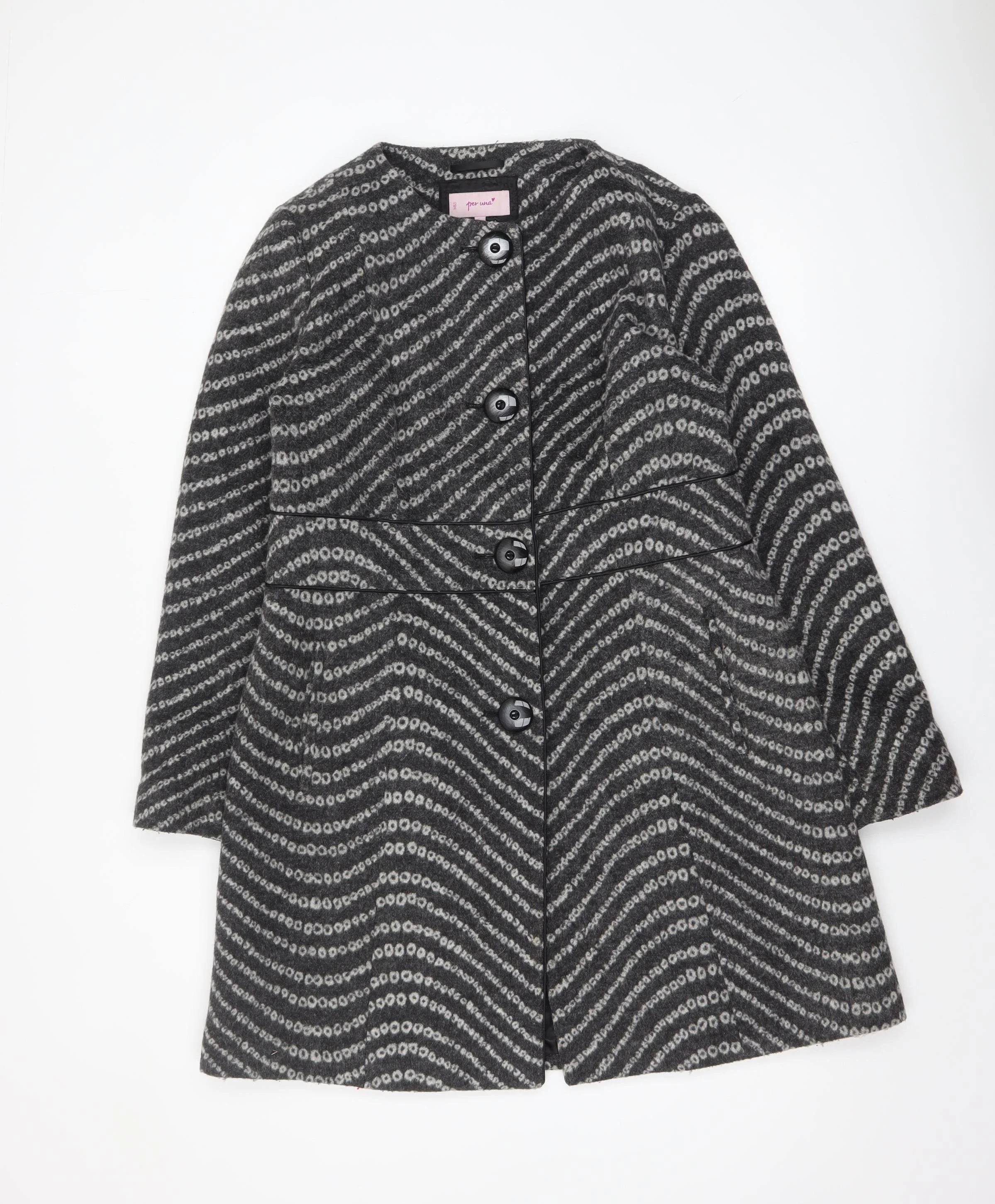 Marks and Spencer Per Una Women's Grey Wool Blend Overcoat Size 14