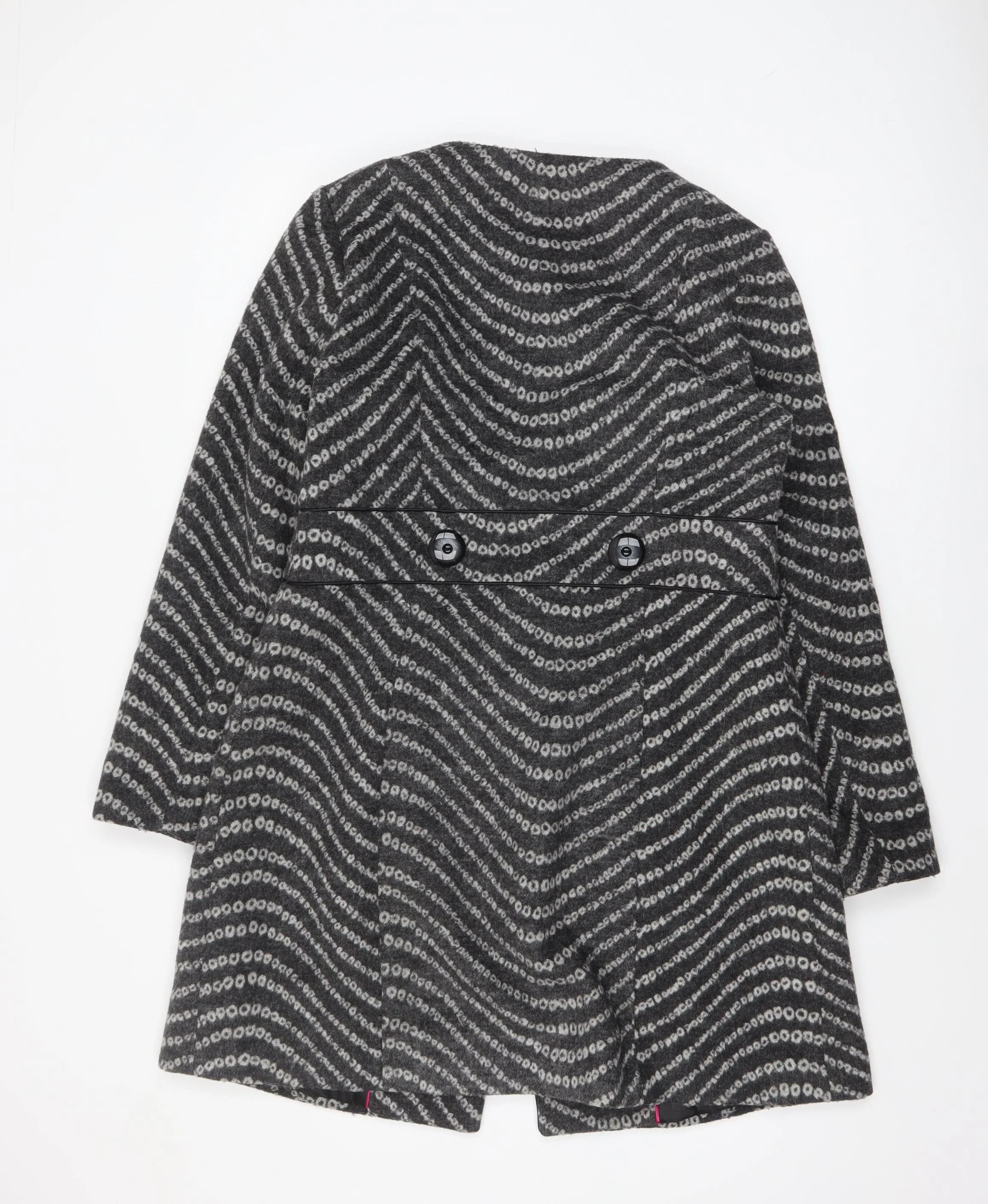 Marks and Spencer Per Una Women's Grey Wool Blend Overcoat Size 14 - Image 3