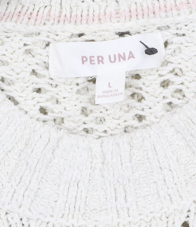 Marks and Spencer Per Una Women's Ivory Open-Knit Cotton Jumper L - Image 5