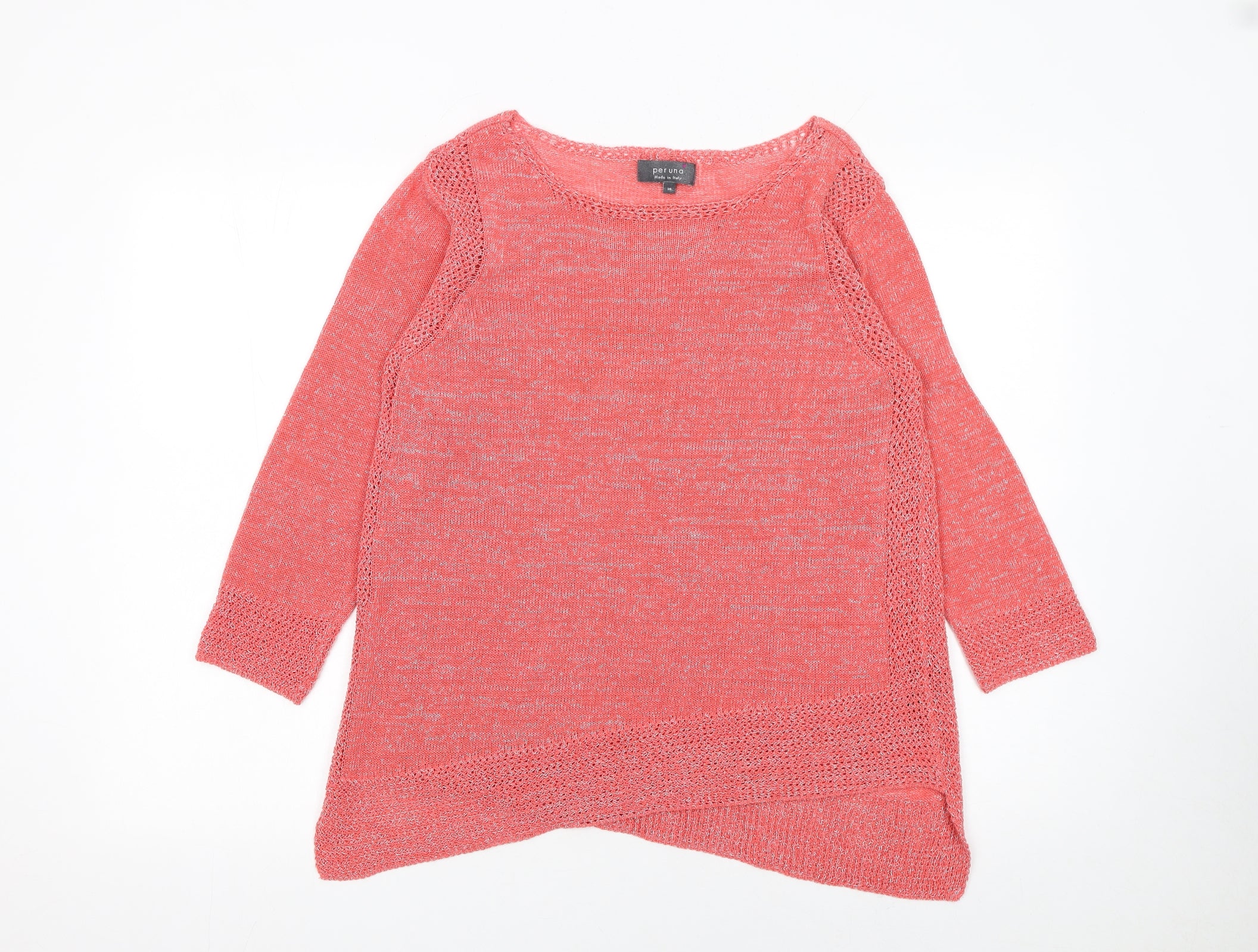 Marks and Spencer Per Una Women's Pink Open-Knit Jumper Size 14