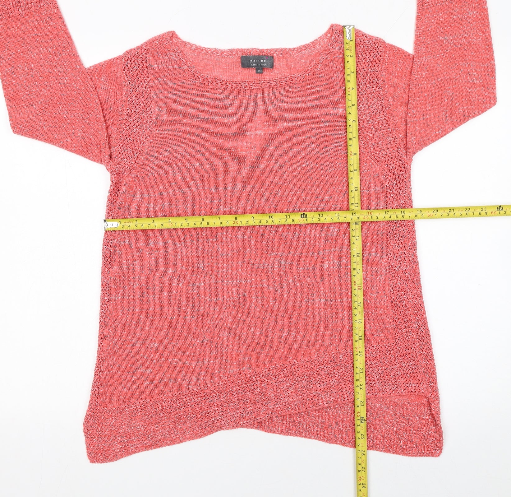 Marks and Spencer Per Una Women's Pink Open-Knit Jumper Size 14 - Image 2