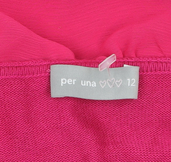 Marks and Spencer Per Una Women's Pink Ruffle Cardigan Size 12 - Image 5