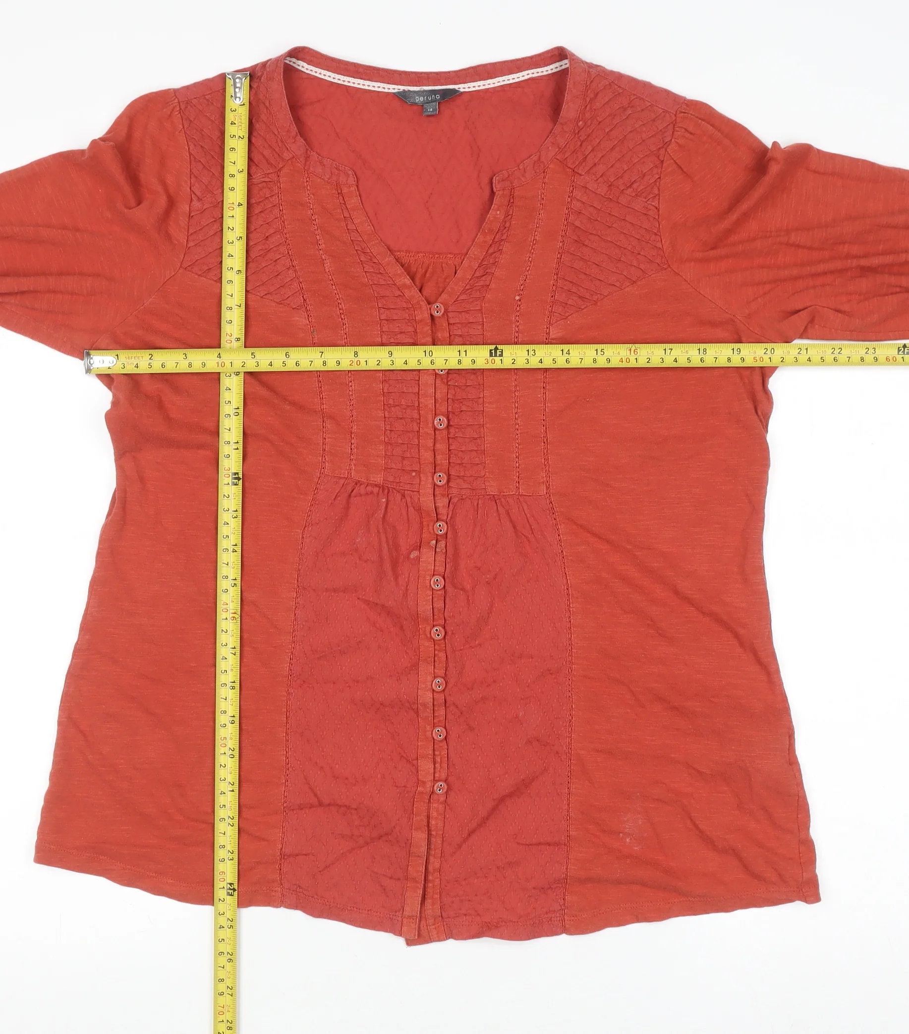Marks and Spencer Per Una Women's Red Cotton Tunic Blouse Size 14 - Image 2