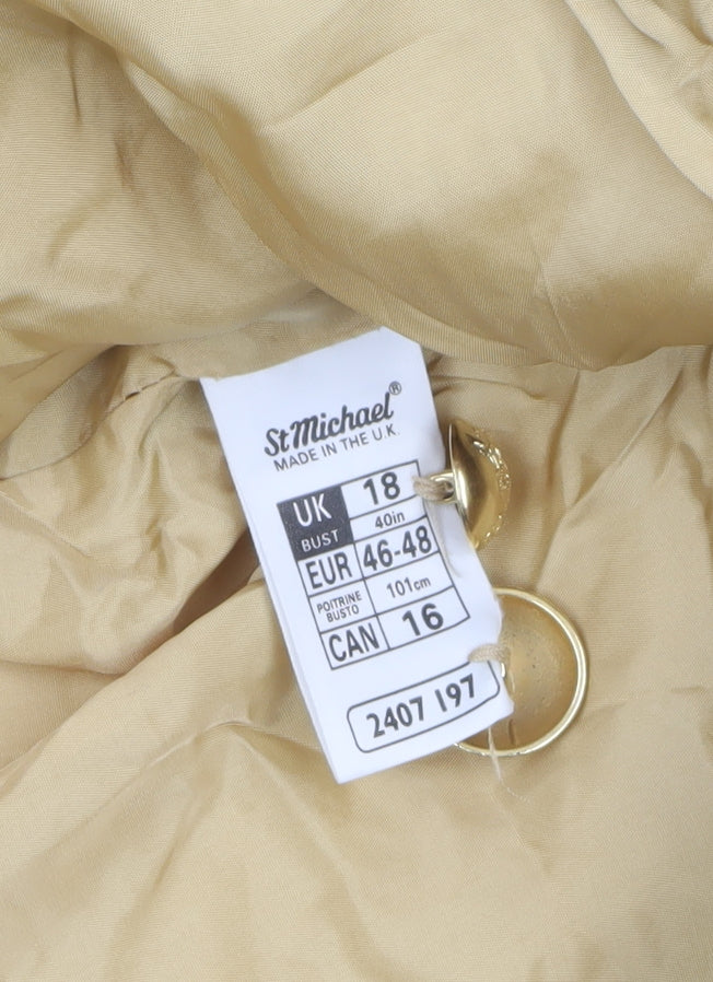 Marks and Spencer St Michael Beige Wool Double-Breasted Women's Blazer UK 18 - Image 5
