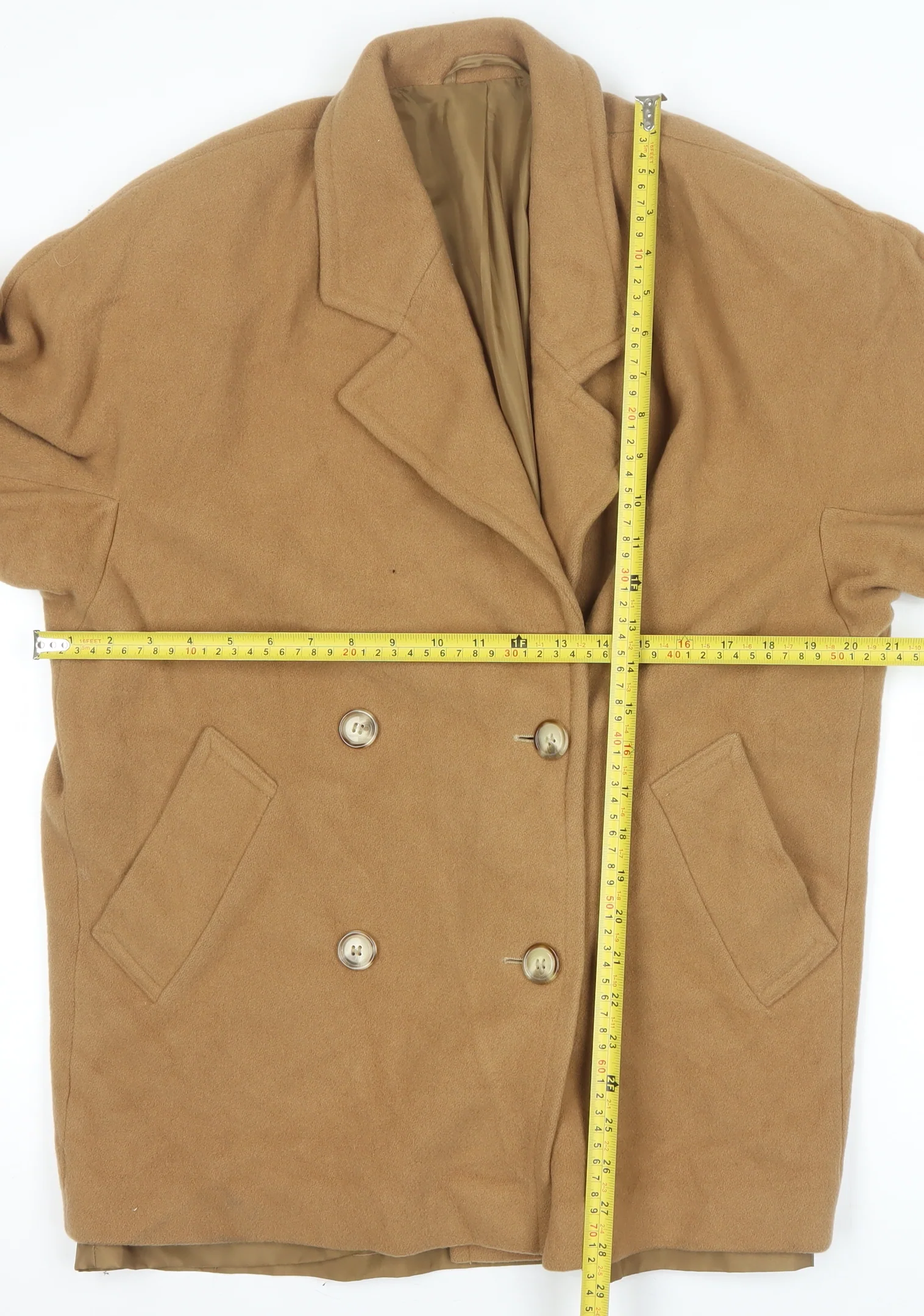 Marks and Spencer St Michael Women's Beige Wool Pea Coat UK 10 Petite Fit - Image 2