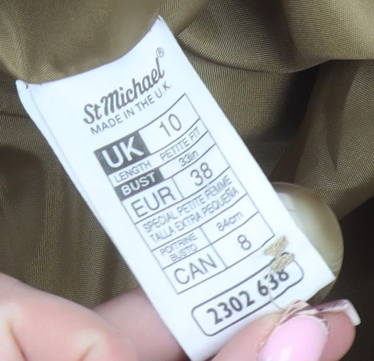 Marks and Spencer St Michael Women's Beige Wool Pea Coat UK 10 Petite Fit - Image 4