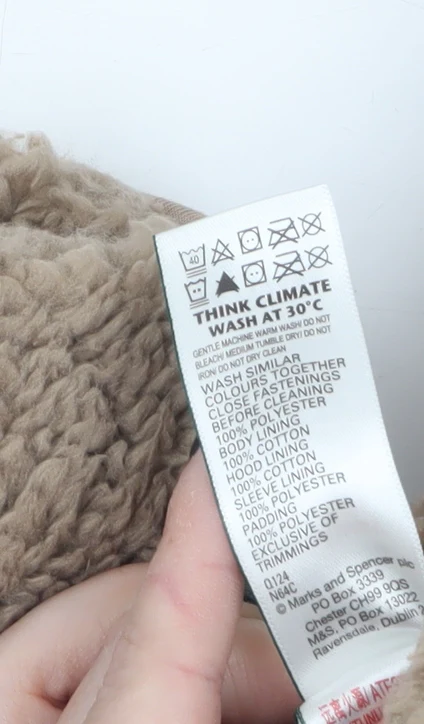 Marks and Spencer Unisex Baby Brown Teddy Snowsuit 0-3 Months Hooded Fleece - Image 4
