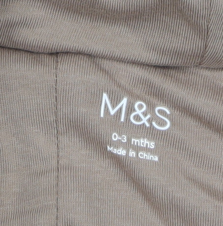 Marks and Spencer Unisex Baby Brown Teddy Snowsuit 0-3 Months Hooded Fleece - Image 5