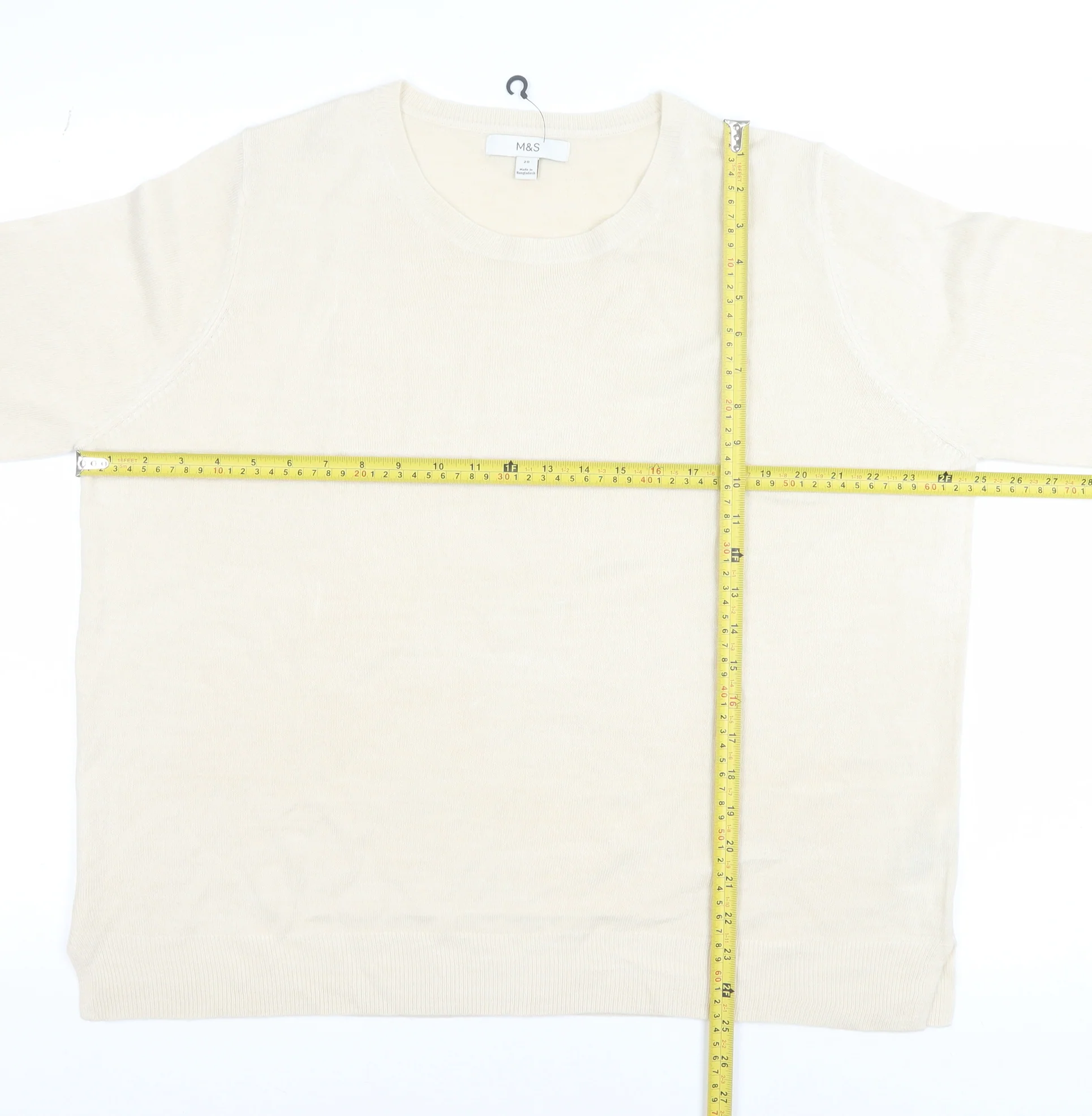 Marks and Spencer Women Beige Acrylic Crew Neck Long Sleeve Jumper Size 20 - Image 2