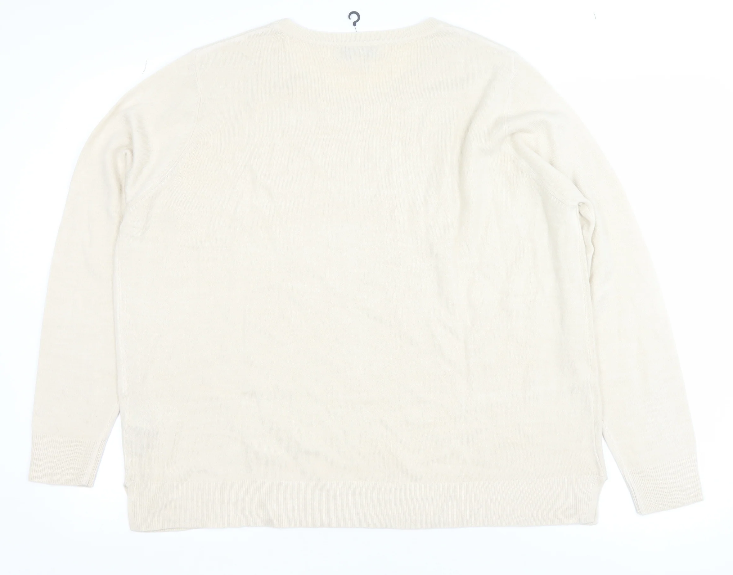 Marks and Spencer Women Beige Acrylic Crew Neck Long Sleeve Jumper Size 20 - Image 3
