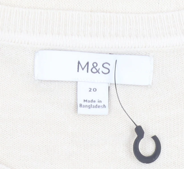 Marks and Spencer Women Beige Acrylic Crew Neck Long Sleeve Jumper Size 20 - Image 4
