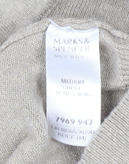 Marks and Spencer Women Beige Collared Wool Cashmere Pullover Jumper M - Image 5