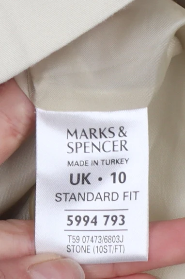 Marks and Spencer Women Beige Cotton Blazer UK 10 Classic Fit - Image 4