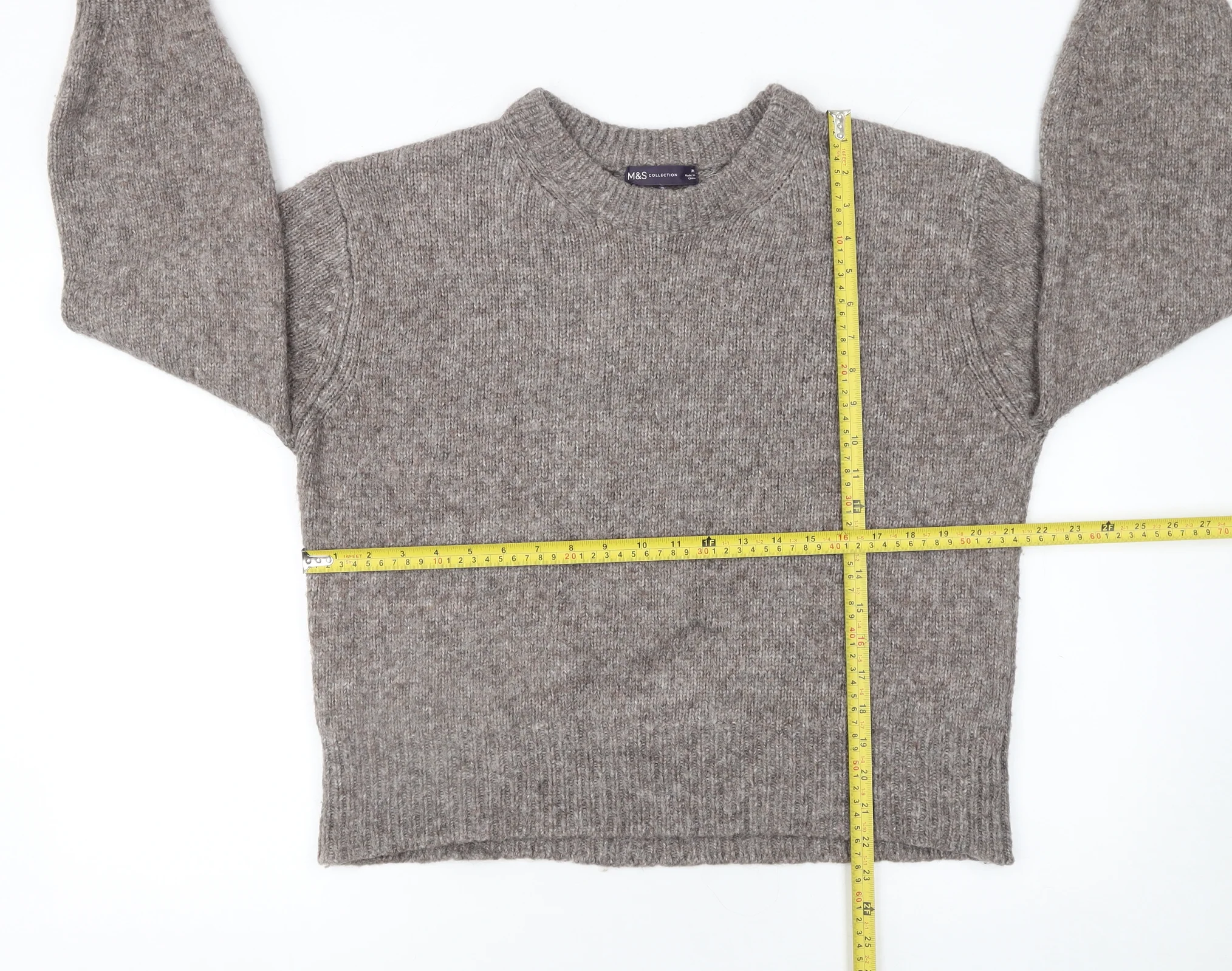 Marks and Spencer Women Beige Knit Crew Neck Pullover Jumper M - Image 2