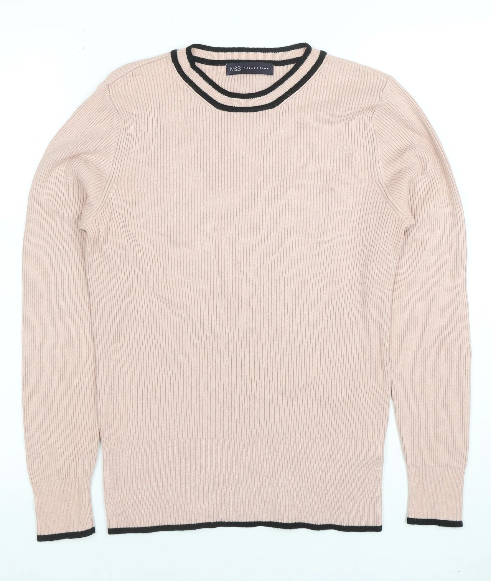 Marks and Spencer Women Beige Knit Long Sleeve Crew Neck Top Size 12