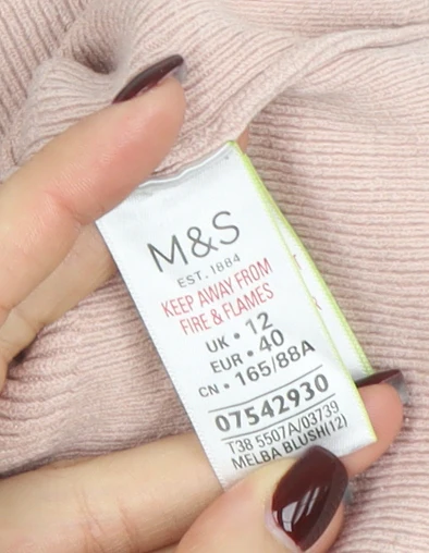Marks and Spencer Women Beige Knit Long Sleeve Crew Neck Top Size 12 - Image 5