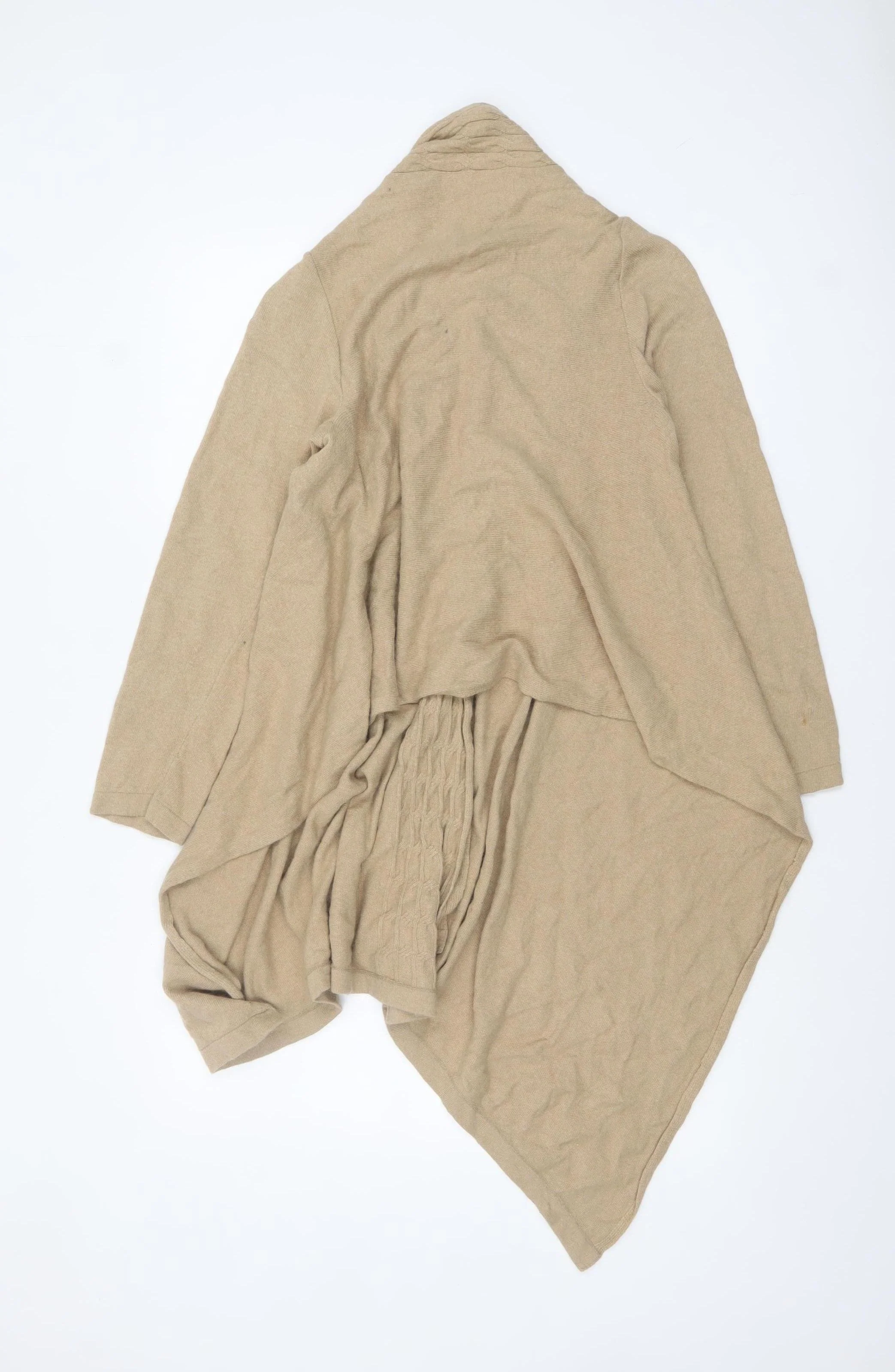 Marks and Spencer Women Beige Long Sleeve Cable-Knit Cardigan Size 14 - Image 3