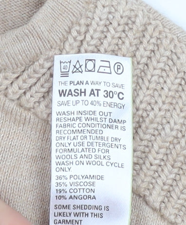 Marks and Spencer Women Beige Long Sleeve Pullover Jumper UK 14 - Image 4