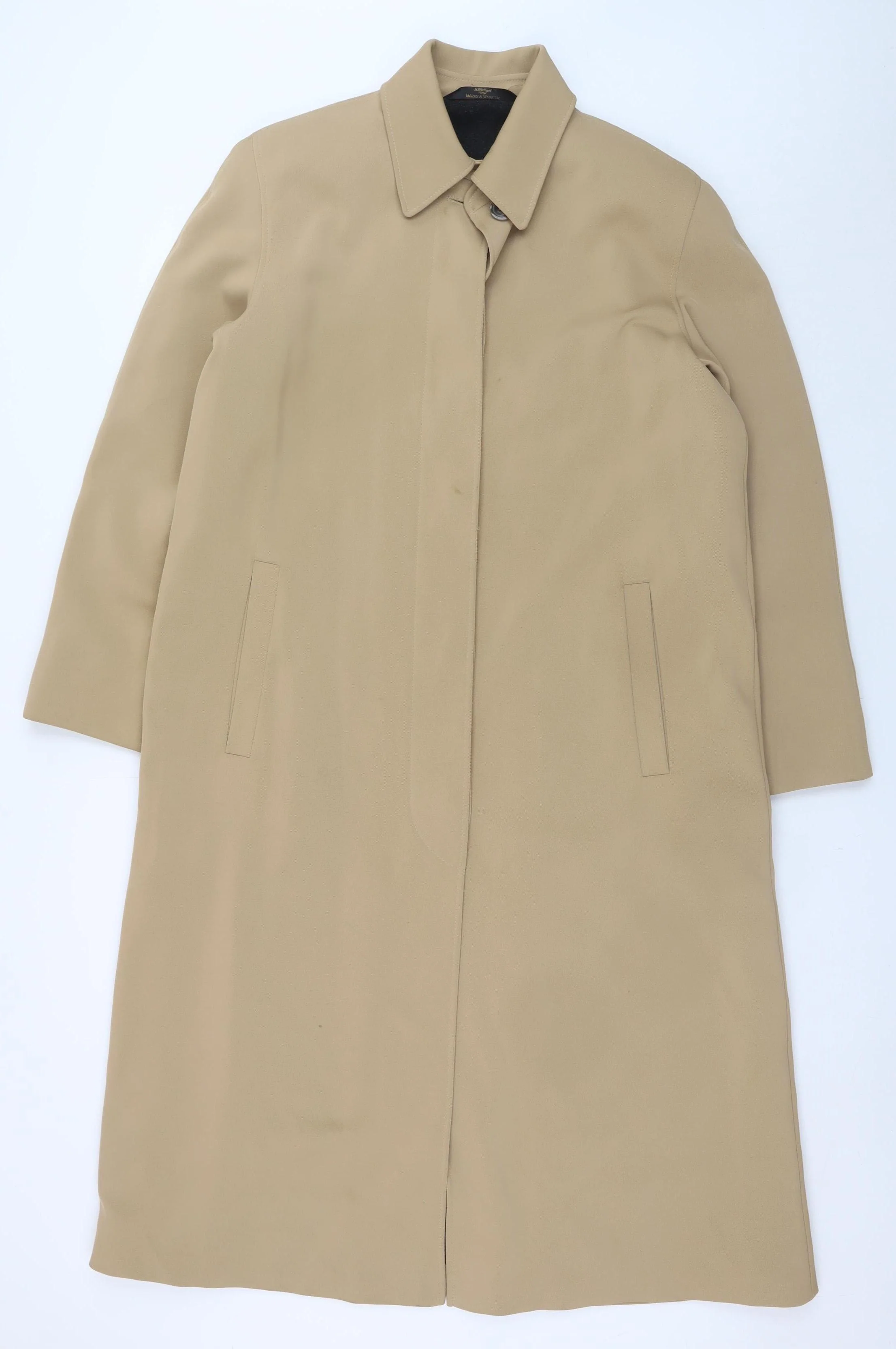 Marks and Spencer Women Beige Long Wool Blend Overcoat UK 12