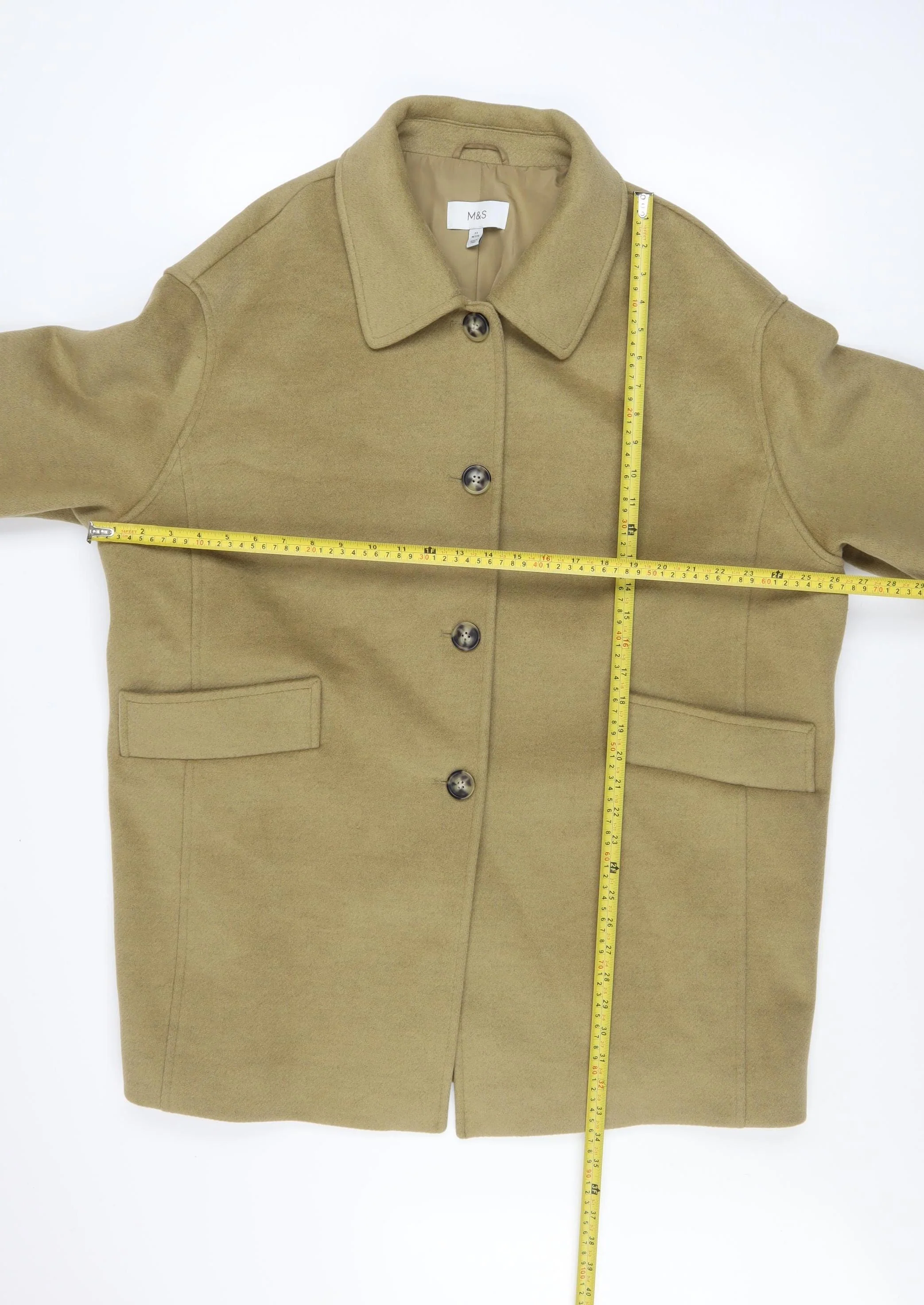 Marks and Spencer Women Beige Overcoat Size 22 Petite Classic Style - Image 3