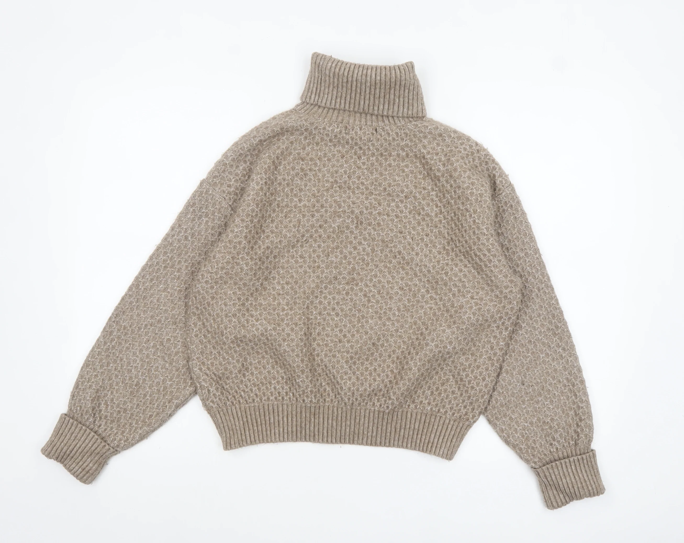 Marks and Spencer Women Beige Roll Neck Jumper Large Knit Winter - Image 3