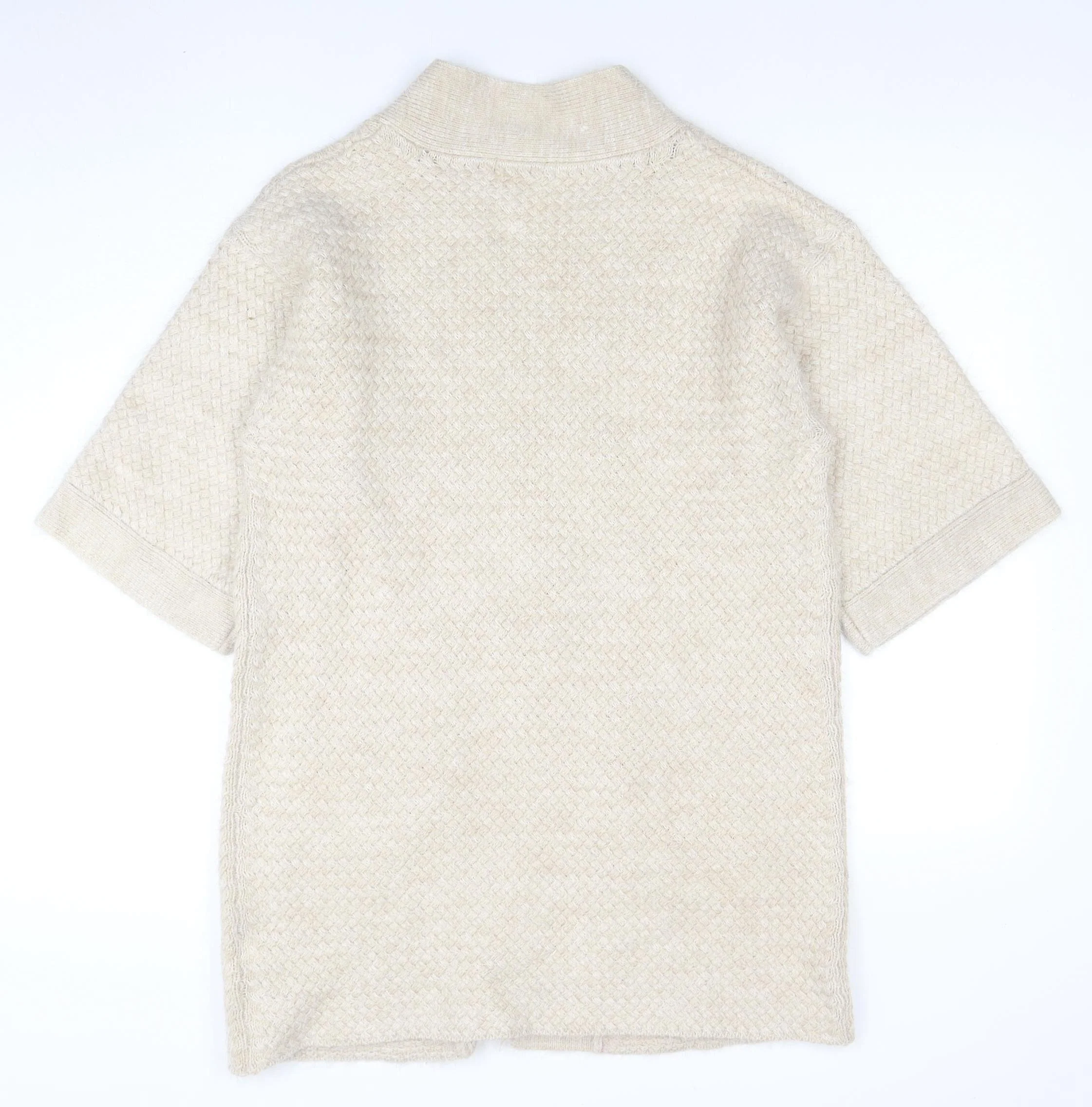 Marks and Spencer Women Beige Short Sleeve Knit Cardigan Size 12 - Image 3