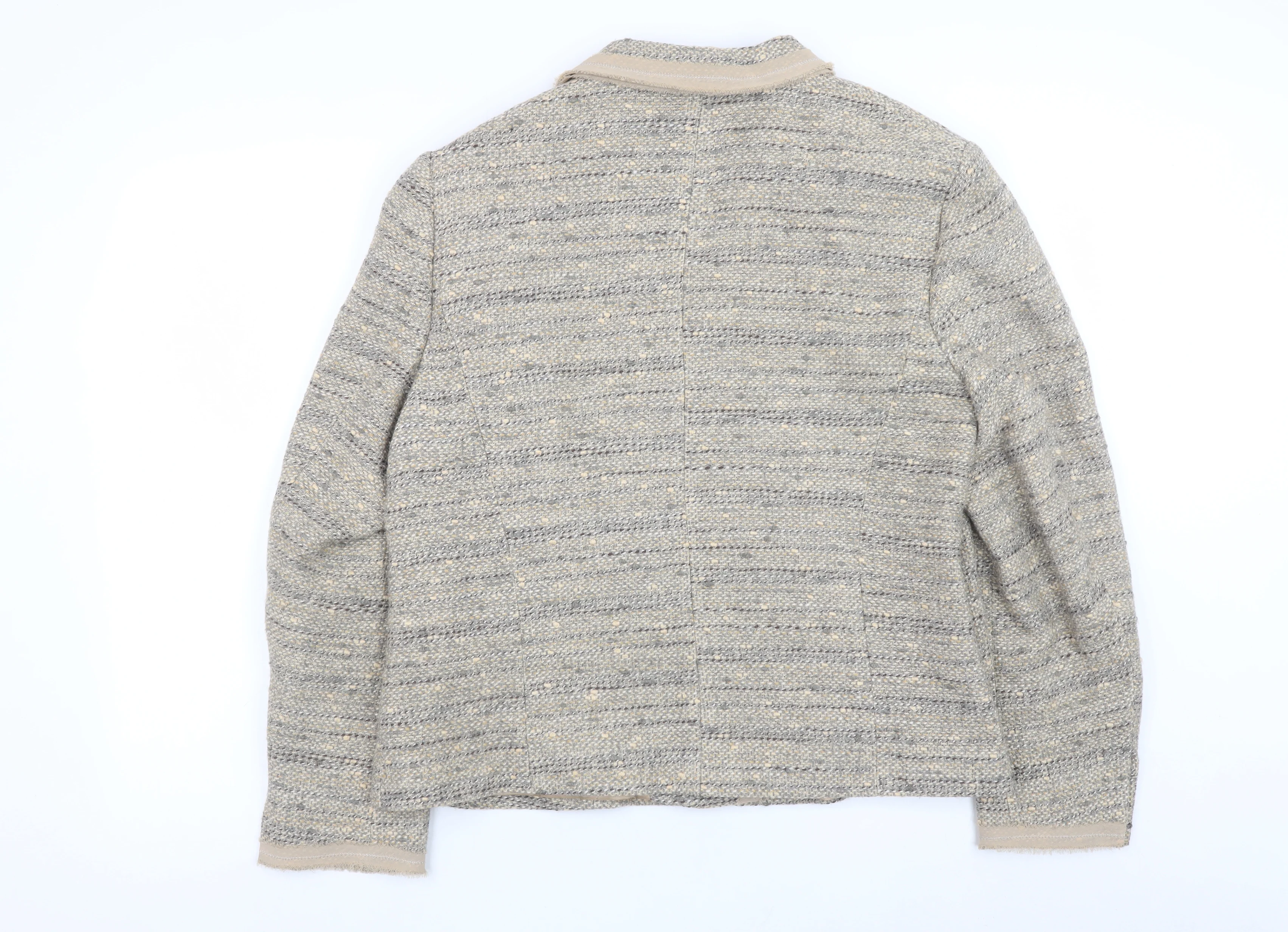 Marks and Spencer Women Beige Tweed Cardigan Jacket UK 20 Classic Fit - Image 3