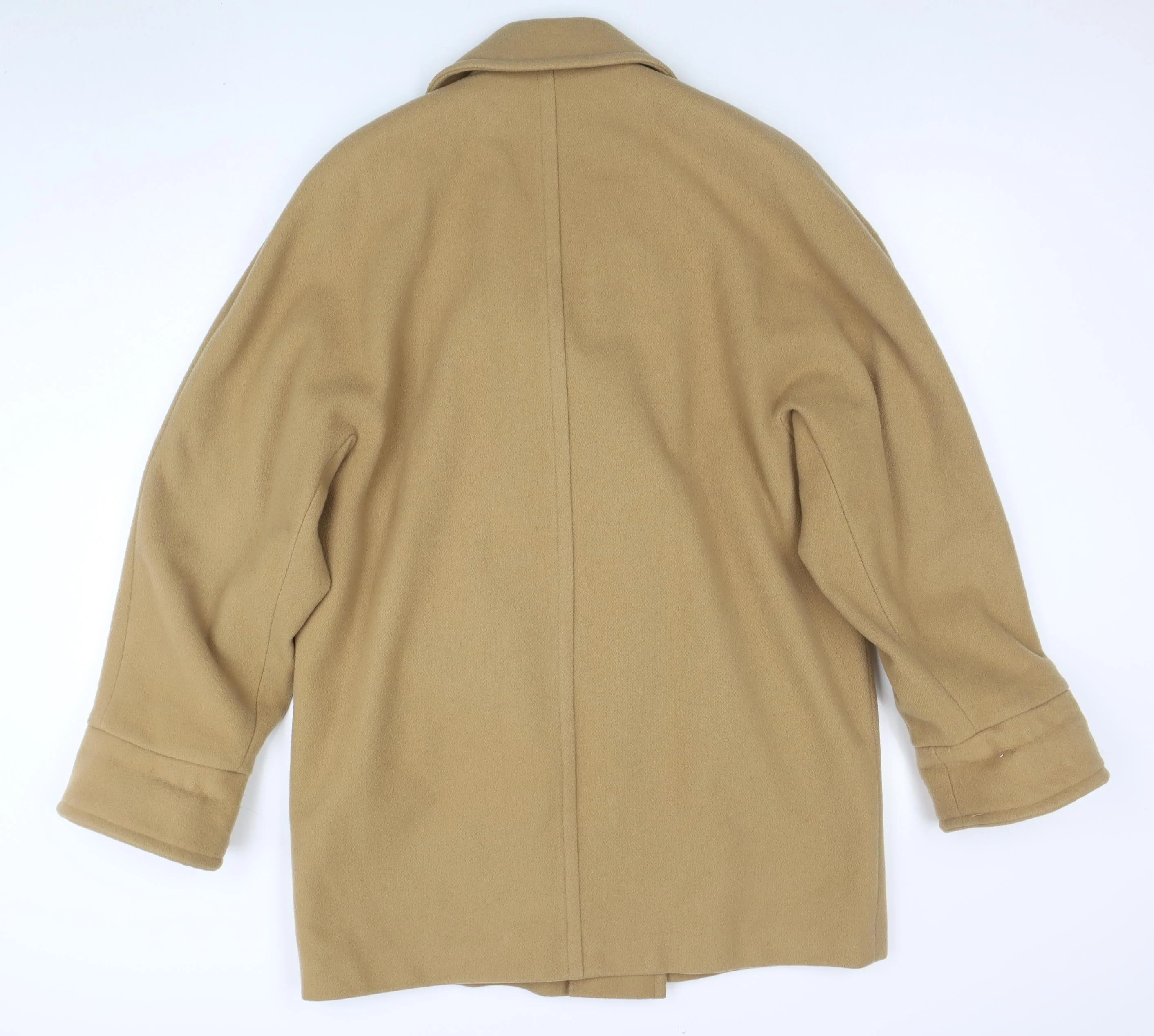 Marks and Spencer Women Beige Wool Pea Coat Size 14 Classic Style - Image 3