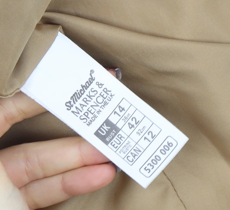 Marks and Spencer Women Beige Wool Pea Coat Size 14 Classic Style - Image 4
