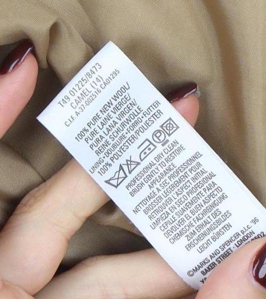 Marks and Spencer Women Beige Wool Pea Coat Size 14 Classic Style - Image 5