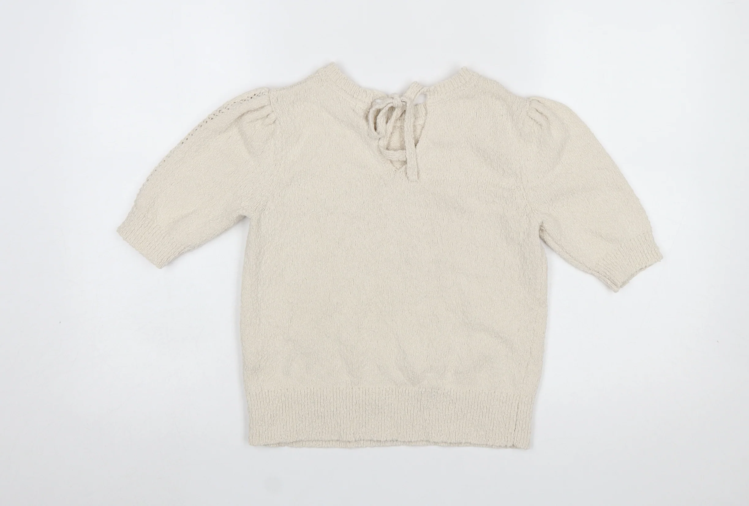 Marks and Spencer Women Beige XS Puff Sleeve Knit Jumper - Image 3