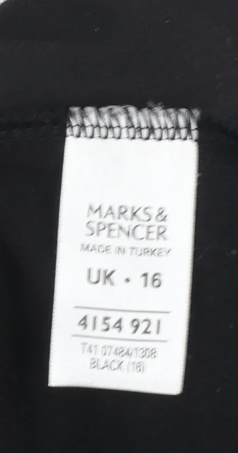 Marks and Spencer Women Black Long Sleeve V-Neck Jersey Top UK 16 - Image 4