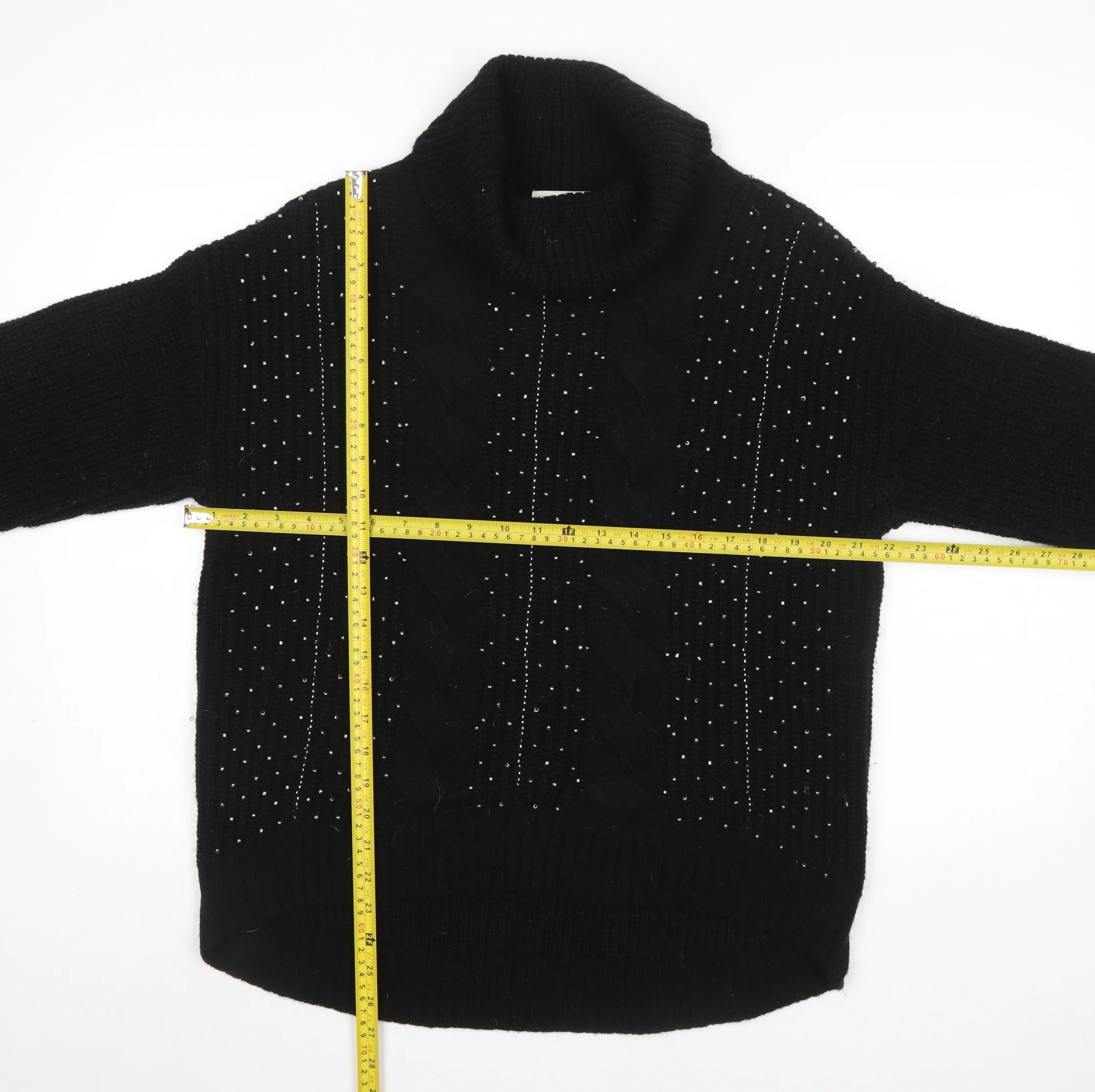 Marks and Spencer Women Black Roll Neck Cable-Knit Jumper Size 14 - Image 2