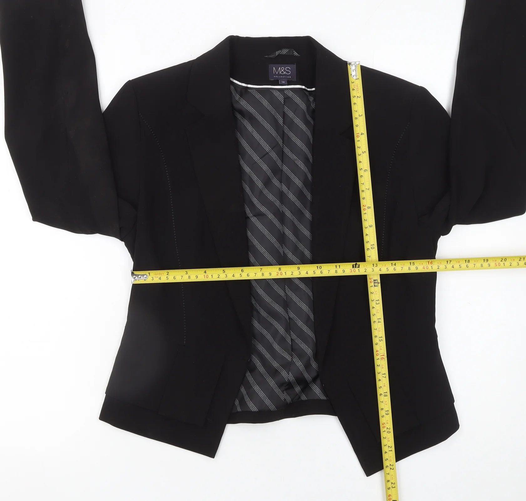 Marks and Spencer Women Black Size 10 Classic Tailored Crop Blazer - Image 2