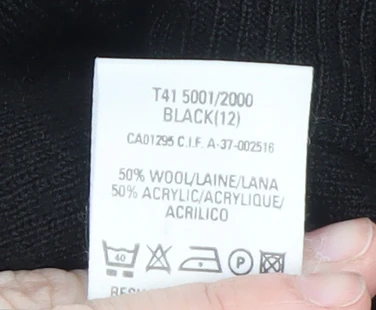 Marks and Spencer Women Black UK 12 Wool Blend Cardigan with Shoulder Pads - Image 6