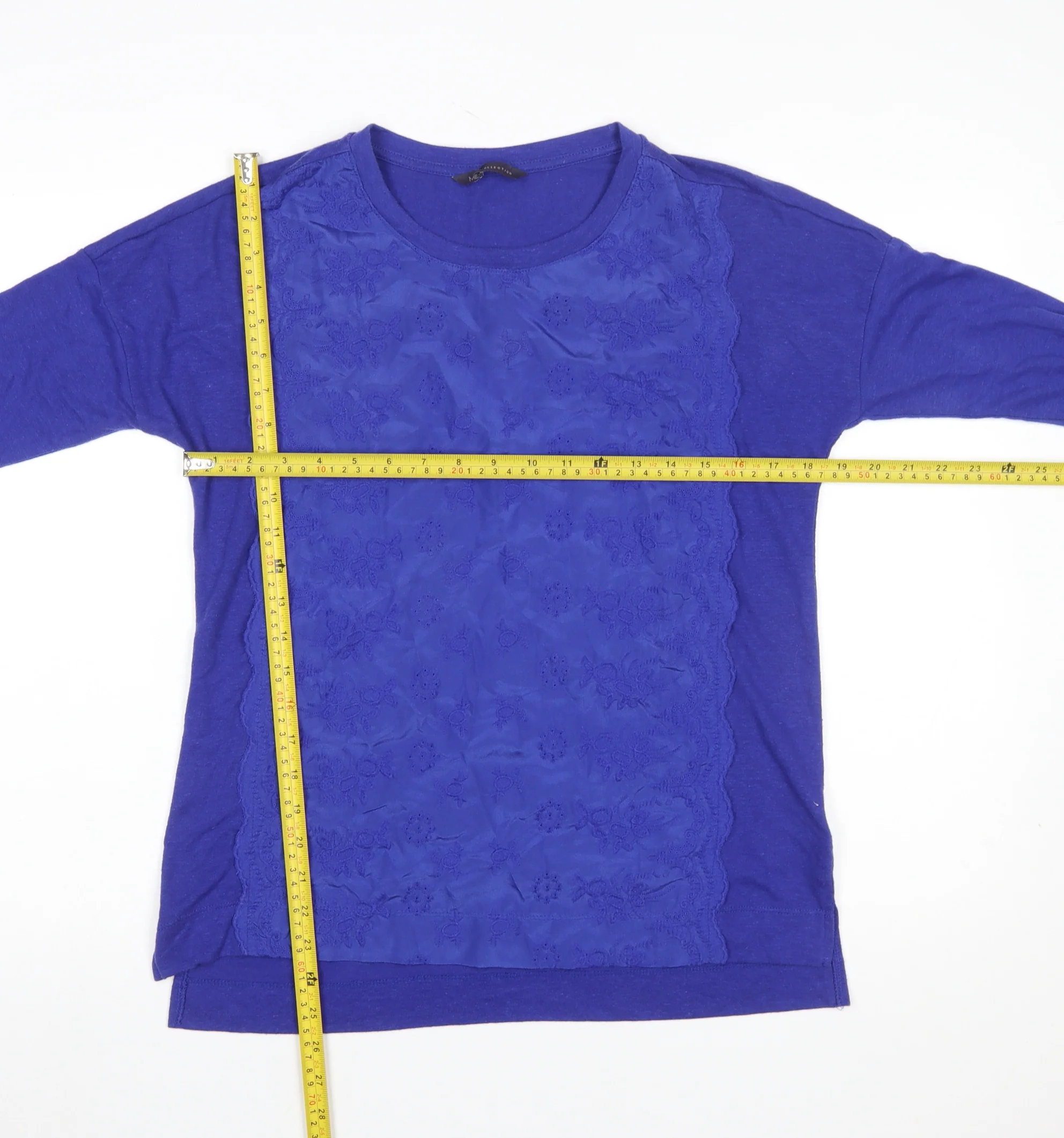 Marks and Spencer Women Blue Embroidered Tunic Blouse UK 12 - Image 2