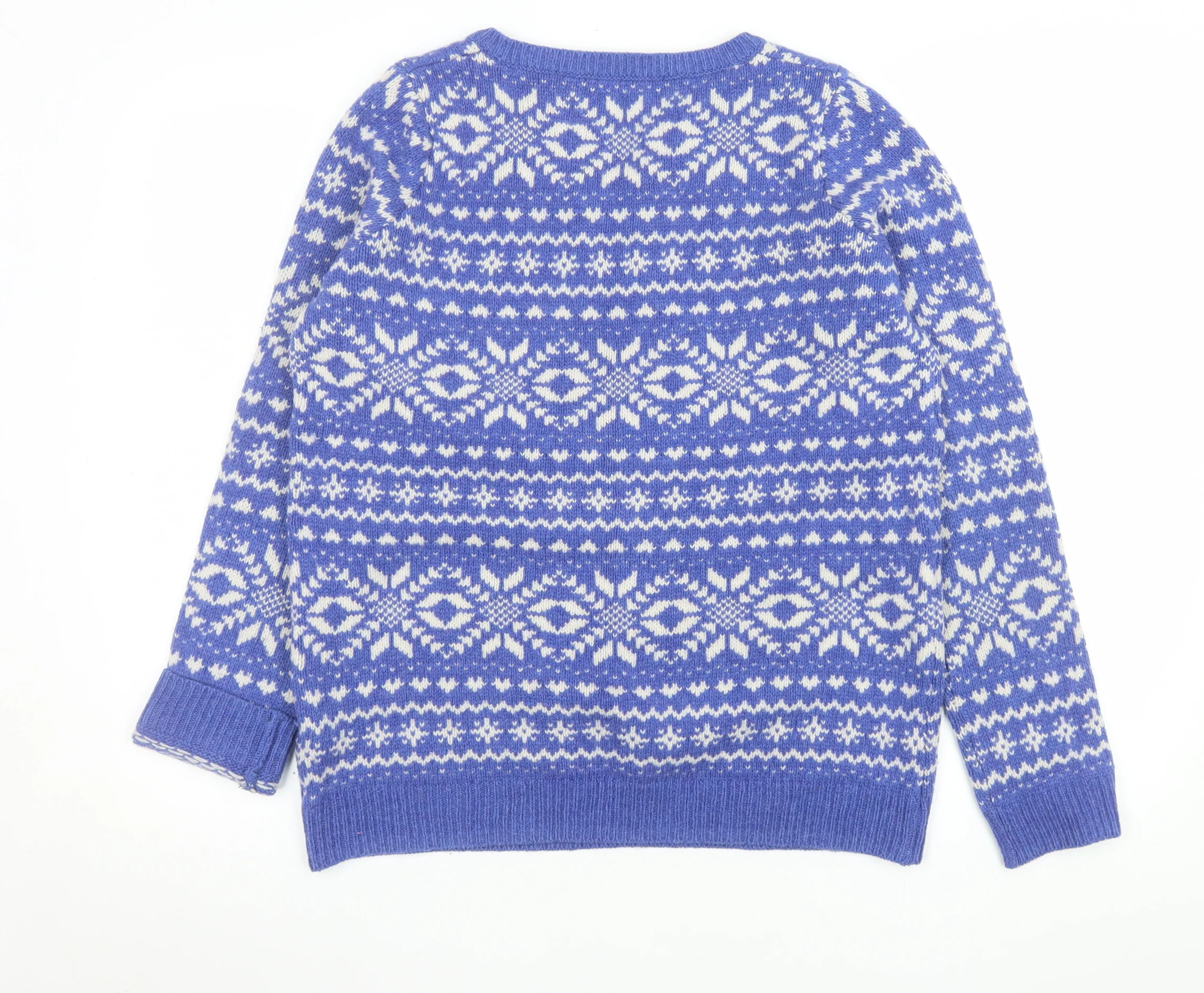 Marks and Spencer Women Blue Fair Isle Lambswool Jumper UK 12 - Image 3