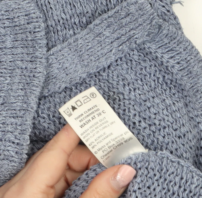 Marks and Spencer Women Blue Knit Cardigan UK 12 V-Neck Lightweight - Image 4
