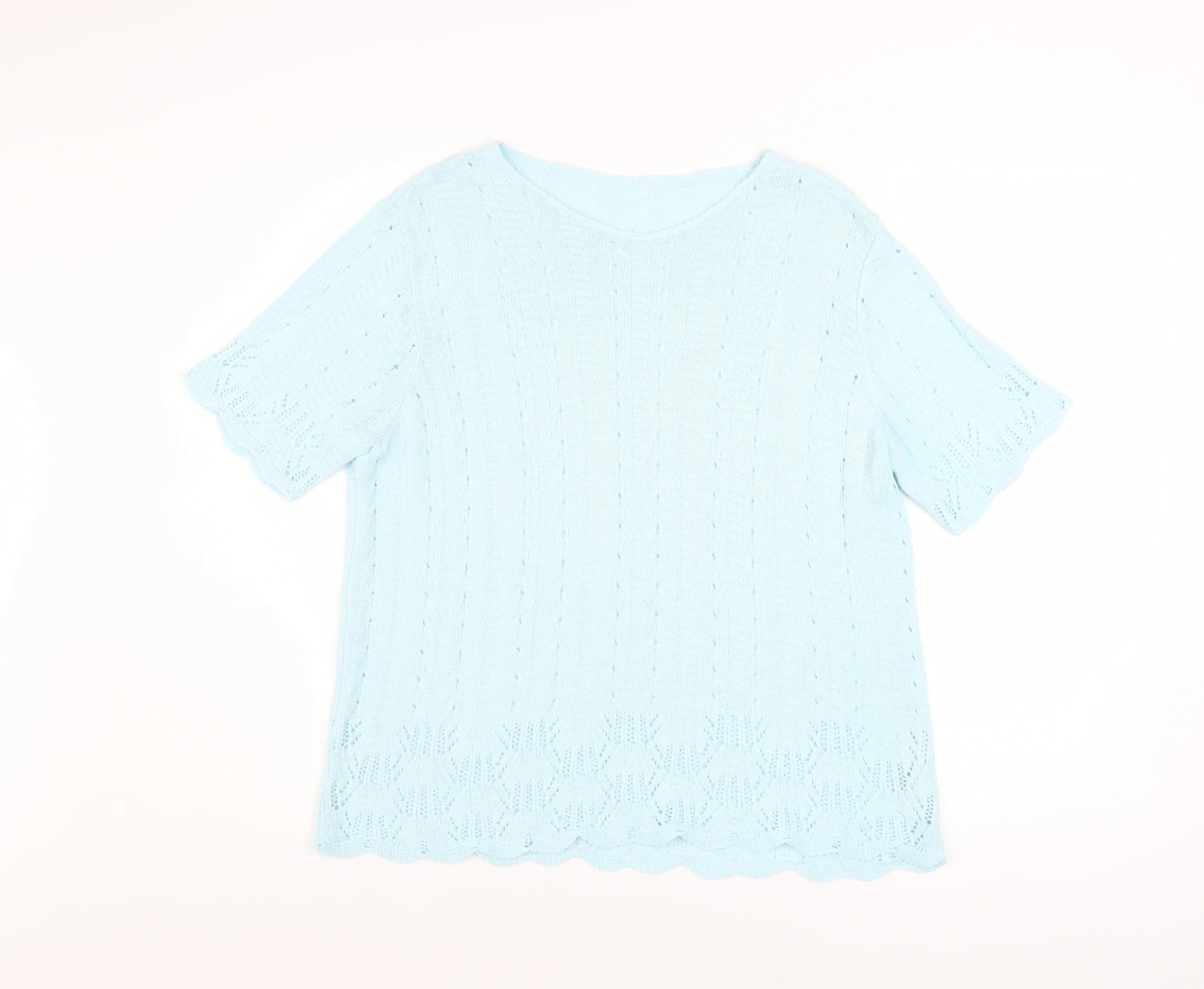 Marks and Spencer Women Blue Knit Short Sleeve Acrylic Top Size 16