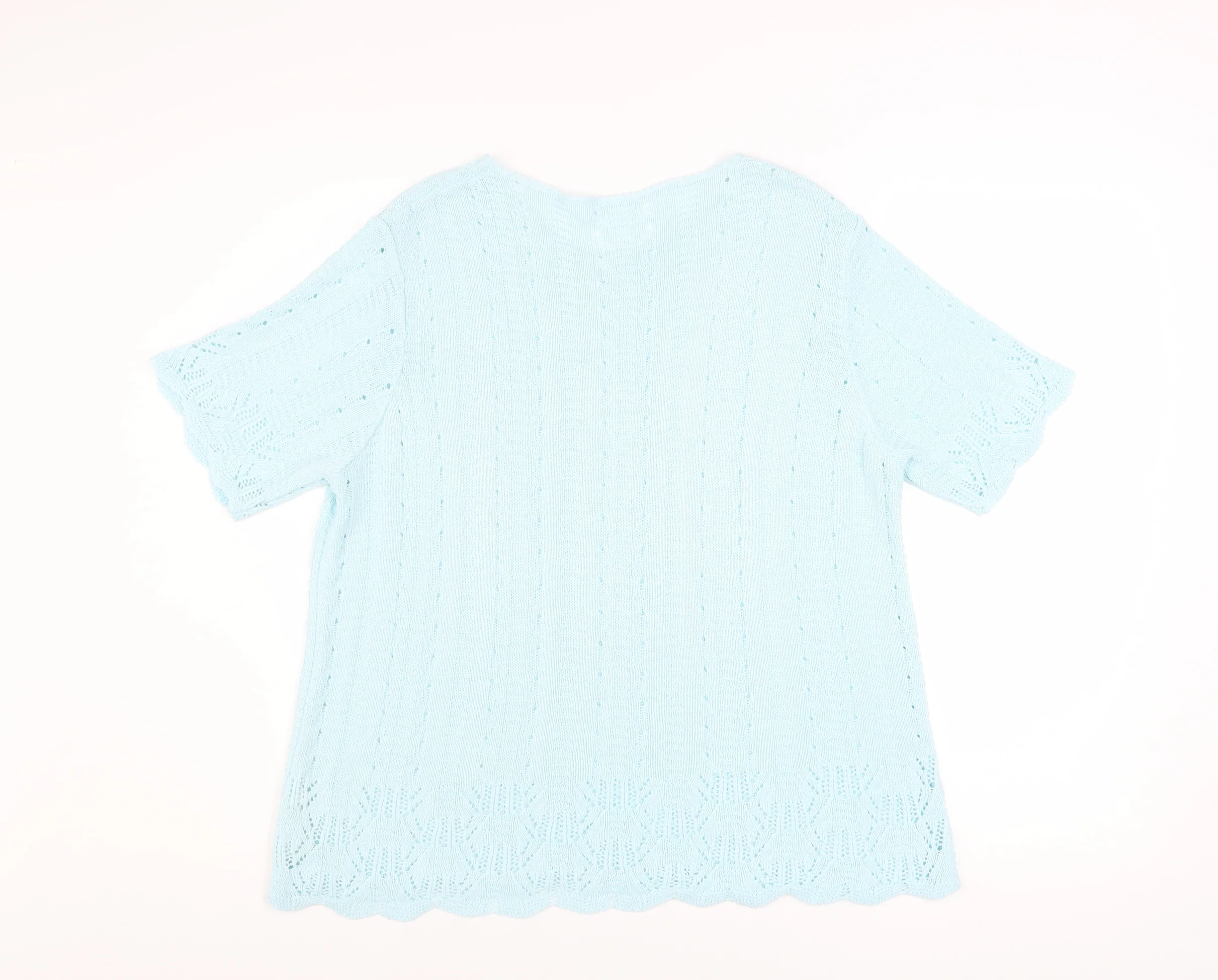 Marks and Spencer Women Blue Knit Short Sleeve Acrylic Top Size 16 - Image 3