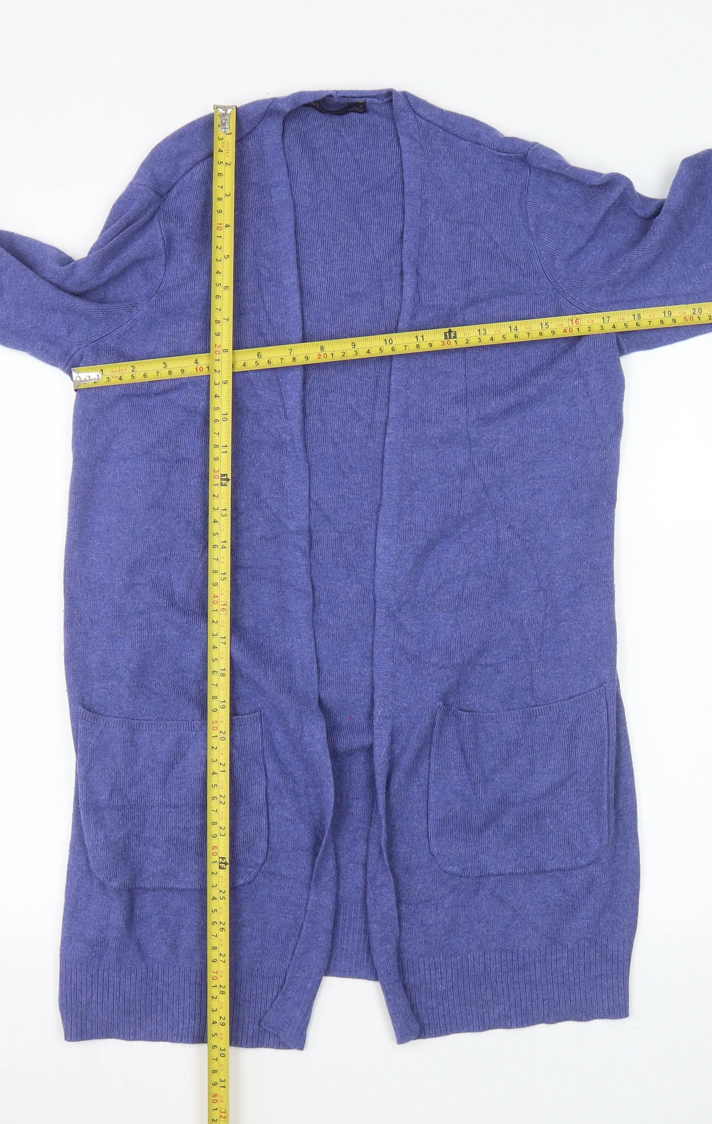Marks and Spencer Women Blue M Open Front Long Sleeve Cardigan - Image 2