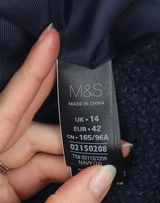 Marks and Spencer Women Blue Size 14 Lined Tweed Zip Jacket - Image 4