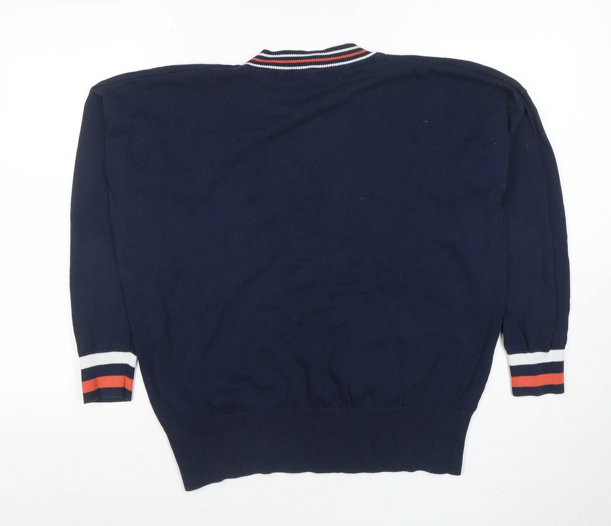 Marks and Spencer Women Blue V-Neck Cotton Knit Jumper M - Image 3
