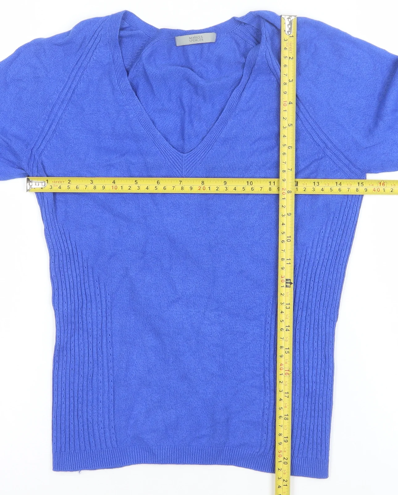 Marks and Spencer Women Blue V-Neck Long Sleeve Pullover Jumper Size 12 - Image 2